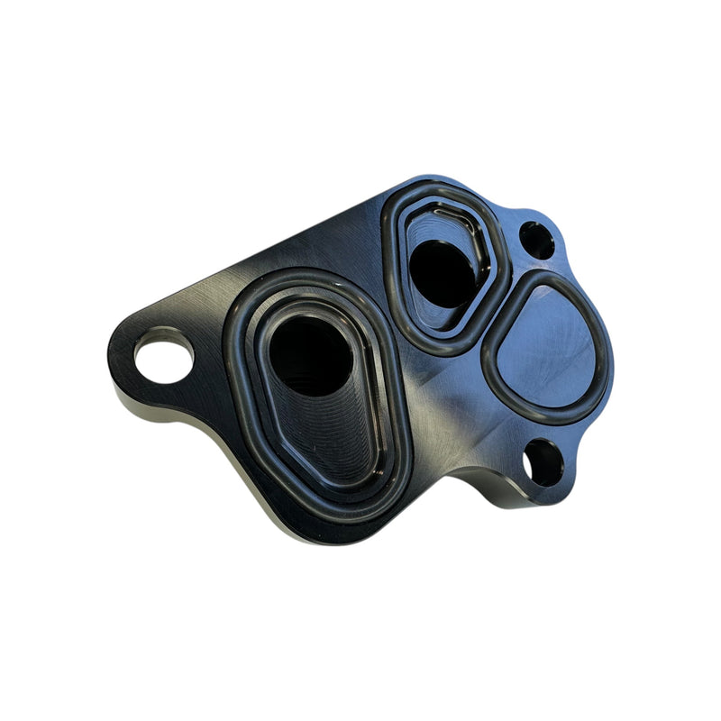 Billet Pro Shop Coyote remote oil filter adapter with AN ports