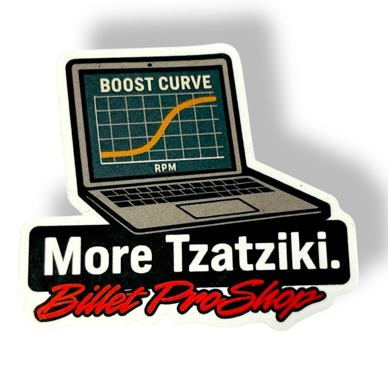 Billet Pro Shop More Tzatziki decal, 2.3in x 2.15in vinyl sticker