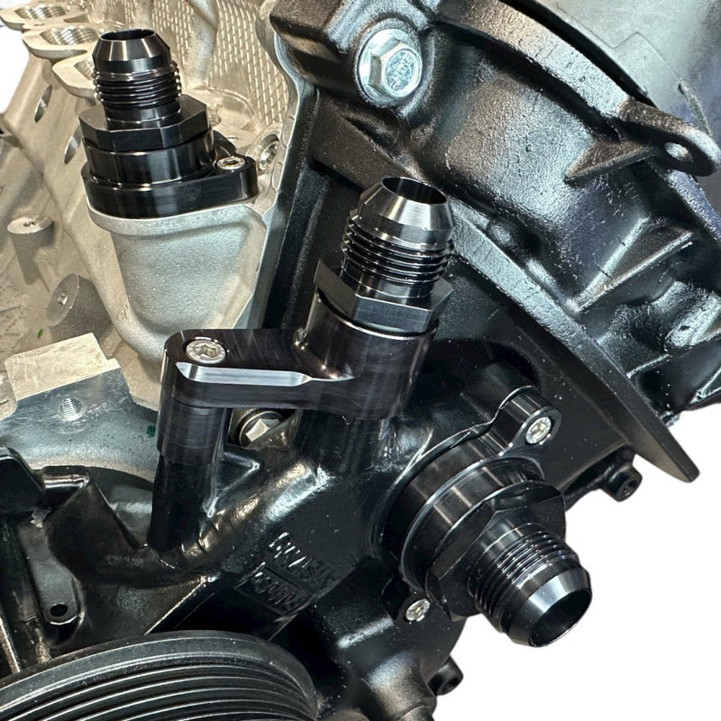 Billet Pro Shop water pump inlet fitting for 2011-2020 Ford Mustang Coyote