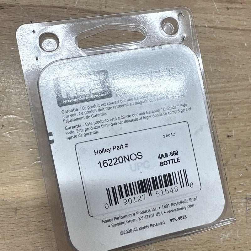 Back of NOS 16220NOS package showing part number 4AN-660 bottle