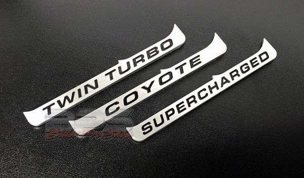 Billet Pro Shop billet Mustang GT emblems, black anodized